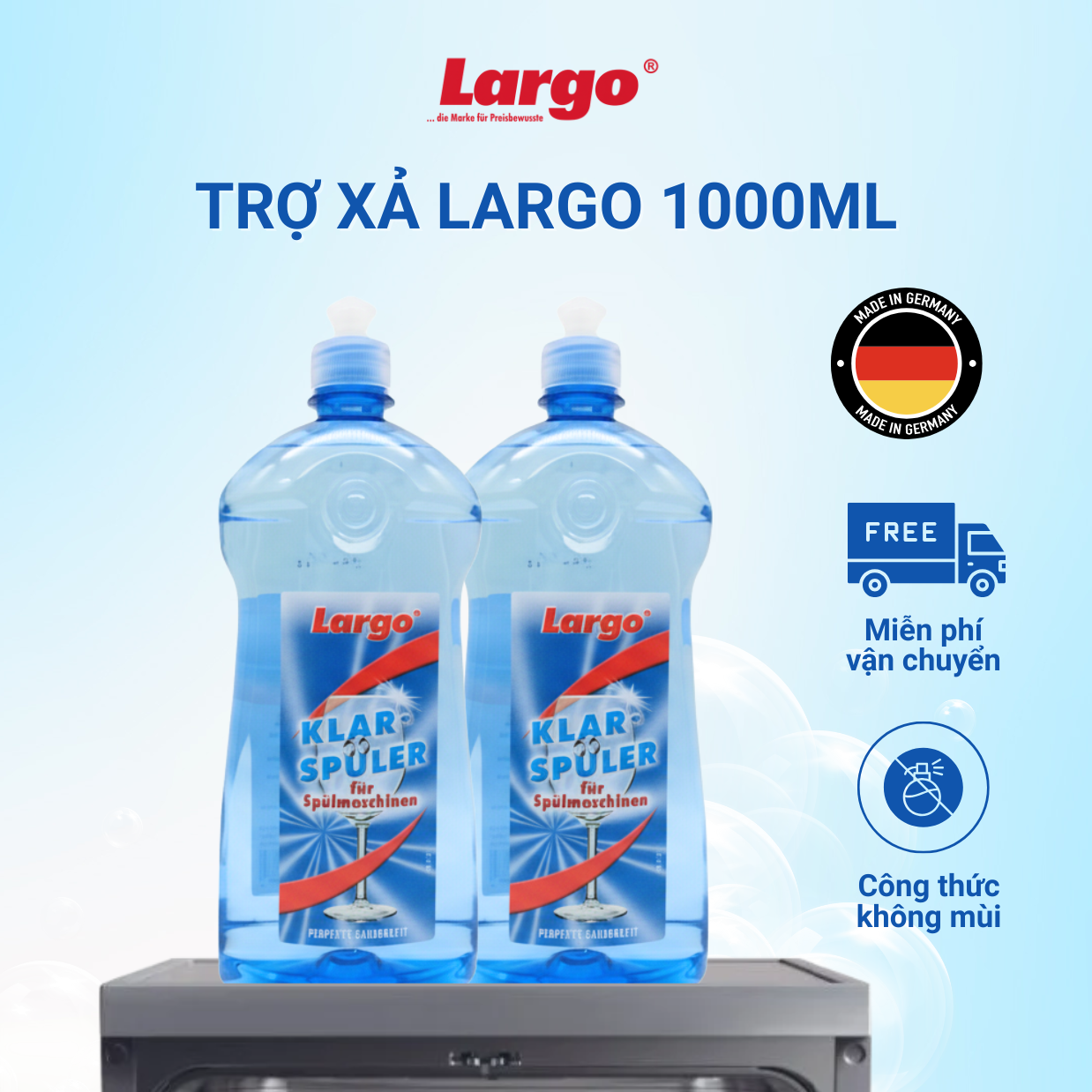 Nước làm bóng (trợ xả) Largo 1L chính hãng Đức cho máy rửa bát